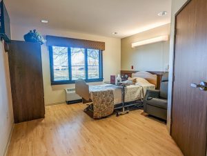 A private bedroom of Bethel Pointe Health and Rehabilitation.