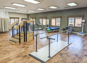The therapy gym at Bethel Pointe health and Rehabilitation.