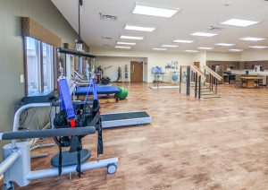 The therapy and gym room of Bethel Pointe Health and Rehabilitation.